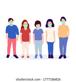 Kids wearing protective mask illustration set. Vector illustration. stay safe during corona virus pandemic