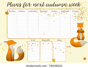 Kids weekly calendar, vector