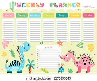 Kids Weekly Planner Do List Cute Stock Vector (Royalty Free) 1278633643 ...