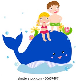kids and whale