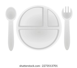 Kids white tableware. vector illustration