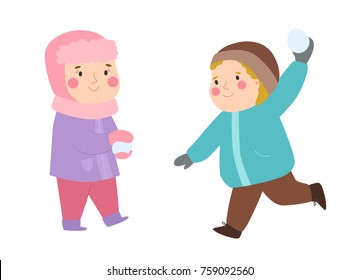 Kids winter Christmas games playground children playing sport games of kinds snowball, skating, kiddy holidays playtime