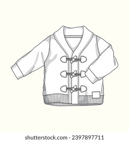 kids winter sweater jacket flat sketch illustration