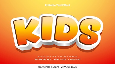 Kids word 3d editable text effect style.