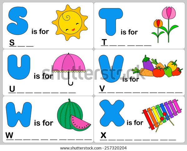 kids words learning game worksheets simple stock vector royalty free