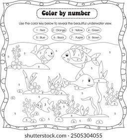 kids worksheet : color by number (activity 6)