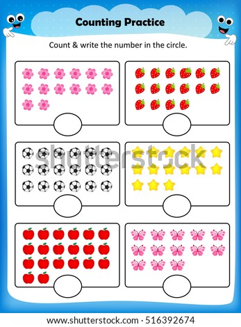 kids worksheet counting practice maths worksheet stock vector kids worksheet counting practice maths worksheet for preschool kids