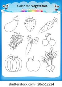 kids worksheet fruits vegetables stock vector royalty free 286512224 shutterstock