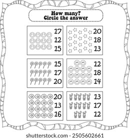 kids worksheet : how many? (11 to 20)