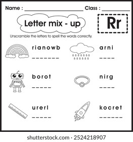 Kids worksheet : Letter R mix - up