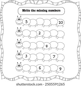kids worksheet : missing number 1 to 10