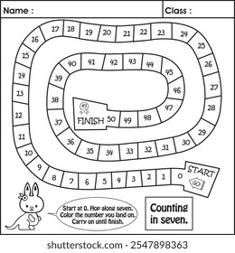 kids worksheet : multiply step (counting in seven)