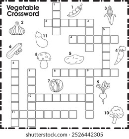 Planilha para crianças : palavras cruzadas de vegetais