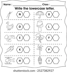 Planilha de crianças : Escrever em minúsculas 3
