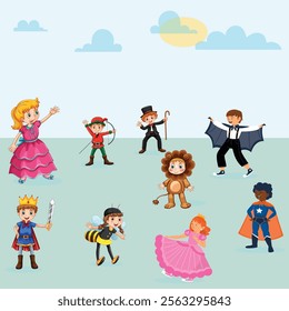 Kids of the World Vector Characters Collection: Set  children of different nationalities in cartoon style.