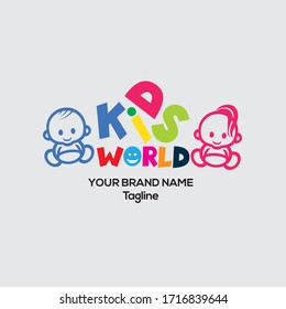 Logo de Kids world vector, diseño del logo en línea Kids World