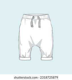 kids woven, knit bottom jogger flat sketch illustration