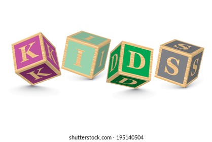KIDS written with alphabet blocks - vector illustration