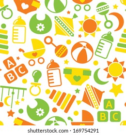 kids yellow green seamless pattern