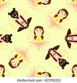 kid's yoga pattern. Vector illustration.