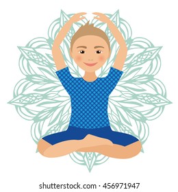 Kids Yoga Pose Vector Illustration. 