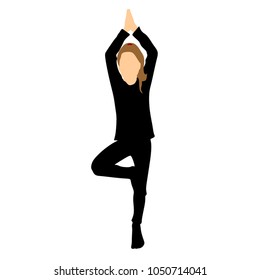 Kids Yoga Poses Vector Illustration. Child doing exercises. Healthy Children Lifestyle. Babies gymnastics. Sports girls on White Background. Oriental Meditation and Relaxation.