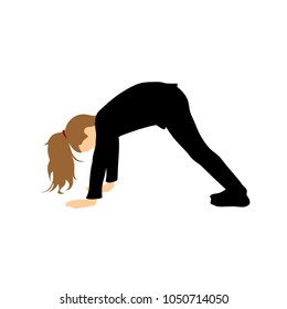 Kids Yoga Poses Vector Illustration. Child doing exercises. Healthy Children Lifestyle. Babies gymnastics. Sports girls on White Background. Oriental Meditation and Relaxation.