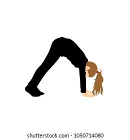 Kids Yoga Poses Vector Illustration. Child doing exercises. Healthy Children Lifestyle. Babies gymnastics. Sports girls on White Background. Oriental Meditation and Relaxation.