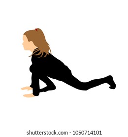 Kids Yoga Poses Vector Illustration. Child doing exercises. Healthy Children Lifestyle. Babies gymnastics. Sports girls on White Background. Oriental Meditation and Relaxation.