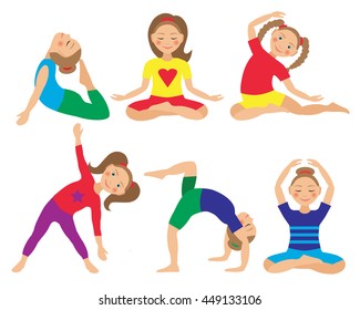 Kids Yoga Poses Vector Illustration Child Stock Vector (Royalty Free ...