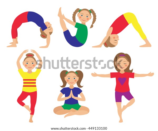 Kids Yoga Poses Vector Illustration Child Stock Vector (Royalty Free ...