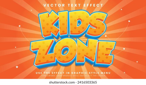 Kids zone 3d editable text effect Template with happy kid themed