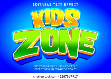 Kids zone 3d style editable text effect template