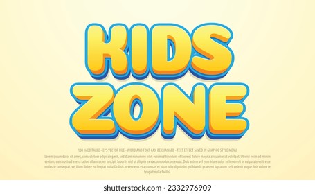 Kids zone 3d style editable text effect