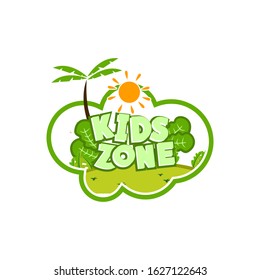 Kids Zone banner template. Vector colorful illustration. Playground and game banner for children with colored letters