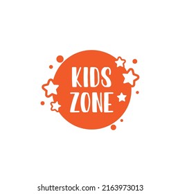 Kids Zone Banner Vorlage. Kinderzone Vektorgrafik-Logo. Farbige Schrift für die Dekoration der Kinderspielräume	