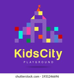 Kids Zone, Kids City, Playground Abstract Logo. Colorful Sign, Symbol, Icon, Template Logo Kindergarten, Kids Sport Club, Sports Complexes And Equipment For Kids Room And Playgrounds. Vector Image.