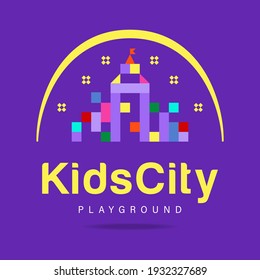 Kids Zone, Kids City, Playground Abstract Logo. Colorful Sign, Symbol, Icon, Template Logo Kindergarten, Kids Sport Club, Sports Complexes And Equipment For Kids Room And Playgrounds. Vector Image.