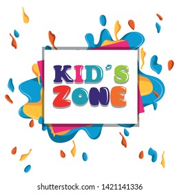 kids zone colorful sign children entertaiment icon cartoon vector illustration graphic design