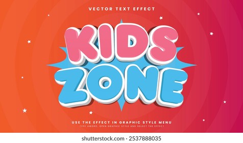 Kids Zone Comic Style 3d editable text effect Template