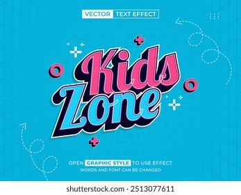 kids zone editable text, font effect, 3d text for title