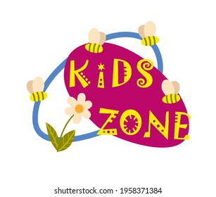 Kids zone emblem isolated on white background