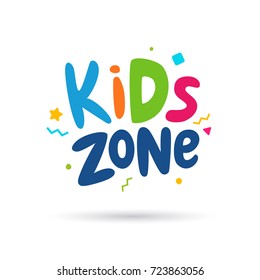 Kids zone emblem or logo for children's playroom. Vector illustration