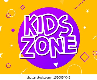 Kids Zone game banner design background. Playground vector child zone sign. Childhood fun room area.