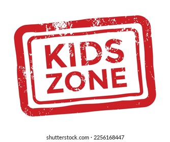 kids zone, grunge red rubber stamp, vector illustration 