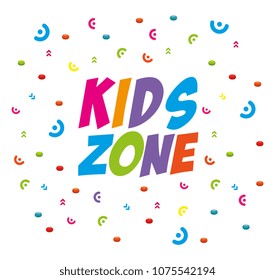 kids zone label with confetti