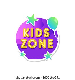 Kids zone label text sticker childish badge vector eps 10