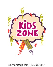 Kids zone for leisure and game logo isolated on white  background