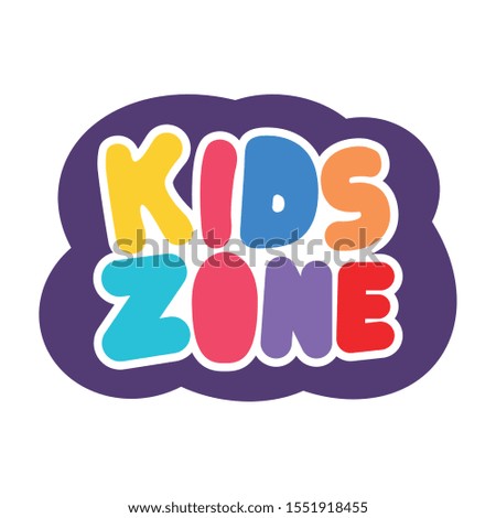 kids zone lettering label icon vector illustration design