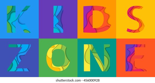 Kids Zone Lettering Mockup Colorful Vector Stock Vector Royalty Free 456000928